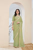 Elegant Pista Green Silk Blend Saree Lace Work Border for Women