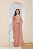Beautiful Peach Silk Blend Saree Lace Work Border for Women