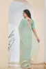 Graceful Sea Green Silk Blend Saree Lace Work Border for Women
