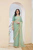Graceful Sea Green Silk Blend Saree Lace Work Border for Women