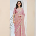 Premium Dusty Pink Silk Blend Saree Lace Work Border for Women