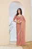 Stylish Rose Gold Silk Blend Saree Lace Border for Women