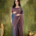 Lovely Brown Silk Blend Saree Lace Border for Women