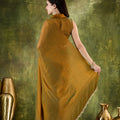 Stylish Mustard Yellow Silk Blend Saree Lace Border for Women