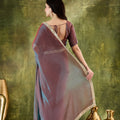 Luxury Wine Silk Blend Saree Lace Border for Women