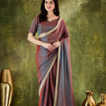 Luxury Purple Silk Blend Saree Lace Border for Women