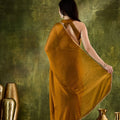Elegant Mustard Gold Silk Blend Saree Lace Border for Women
