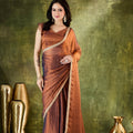 Premium Copper Brown Silk Blend Saree Lace Border for Women