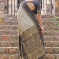Premium Beige Cotton Weaving Jari Designer Saree for Women