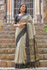 Premium Beige Cotton Weaving Jari Designer Saree for Women