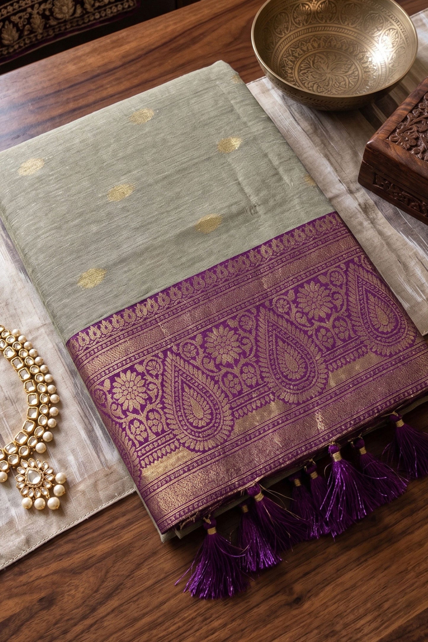 Traditional Beige Cotton Weaving Jari Designer Saree Border for Women