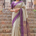 Traditional Beige Cotton Weaving Jari Designer Saree Border for Women
