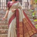 Designer Beige Cotton Weaving Jari Designer Saree Border for Women