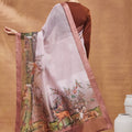 Elegant Dusty Pink Silk Blend Designer Printed Saree for Women