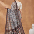 Traditional Grey Silk Blend Designer Printed Saree for Women