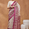 Premium Off White Silk Blend Designer Printed Saree for Women