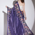 Stylish Purple Silk Blend Designer Printed Saree for Women