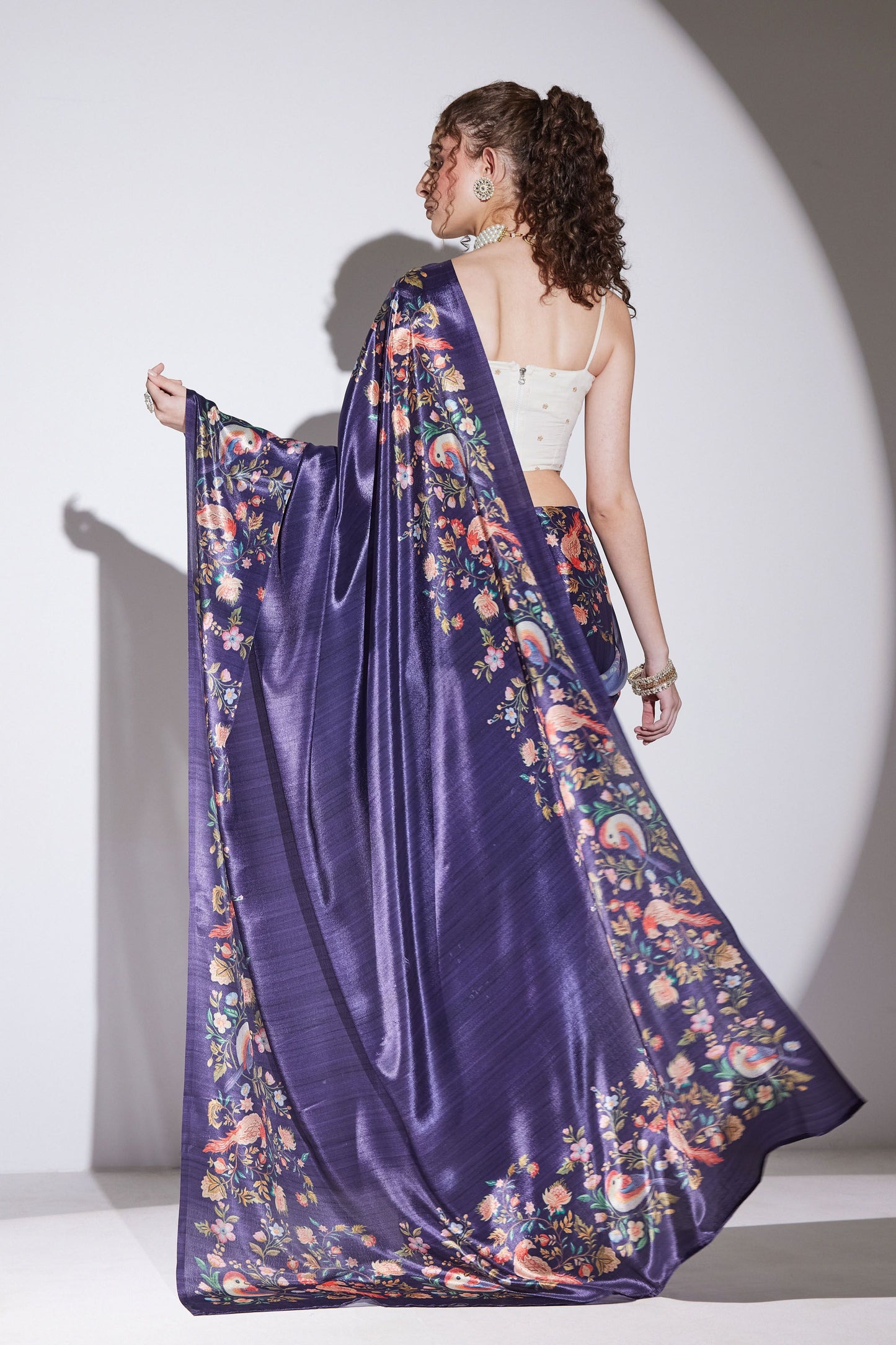 Stylish Purple Silk Blend Designer Printed Saree for Women