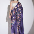 Stylish Purple Silk Blend Designer Printed Saree for Women