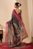 Graceful Charcoal Grey Silk Blend Designer Printed Saree for Women