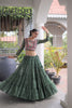 Stunning Rama Green Bandhani Printed Designer Lehenga Choli Set with Blouse for Navratri