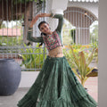 Stunning Rama Green Bandhani Printed Designer Lehenga Choli Set with Blouse for Navratri