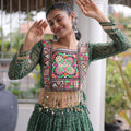 Stunning Rama Green Bandhani Printed Designer Lehenga Choli Set with Blouse for Navratri
