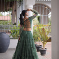 Stunning Rama Green Bandhani Printed Designer Lehenga Choli Set with Blouse for Navratri