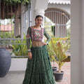 Stunning Rama Green Bandhani Printed Designer Lehenga Choli Set with Blouse for Navratri