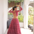 Grateful Maroon Bandhani Printed Designer Lehenga Choli Set with Blouse for Navratri