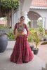 Grateful Maroon Bandhani Printed Designer Lehenga Choli Set with Blouse for Navratri