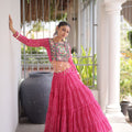 Trendy Rani Pink Bandhani Printed Designer Lehenga Choli Set with Blouse for Navratri