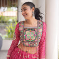 Trendy Rani Pink Bandhani Printed Designer Lehenga Choli Set with Blouse for Navratri