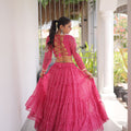Trendy Rani Pink Bandhani Printed Designer Lehenga Choli Set with Blouse for Navratri