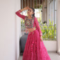 Trendy Rani Pink Bandhani Printed Designer Lehenga Choli Set with Blouse for Navratri