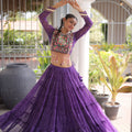 Traditional Purple Bandhani Printed Designer Lehenga Choli Set with Blouse for Navratri