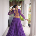 Traditional Purple Bandhani Printed Designer Lehenga Choli Set with Blouse for Navratri
