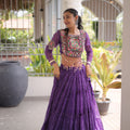 Traditional Purple Bandhani Printed Designer Lehenga Choli Set with Blouse for Navratri