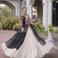 Elegant Black Leheriya Printed Designer Lehenga Choli Set with White Skirt for Navratri