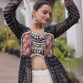 Elegant Black Leheriya Printed Designer Lehenga Choli Set with White Skirt for Navratri