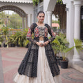 Elegant Black Leheriya Printed Designer Lehenga Choli Set with White Skirt for Navratri