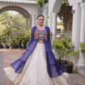 Stunning Purple Leheriya Printed Designer Lehenga Choli Set with White Skirt for Navratri