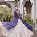 Stunning Purple Leheriya Printed Designer Lehenga Choli Set with White Skirt for Navratri