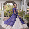 Stunning Purple Leheriya Printed Designer Lehenga Choli Set with White Skirt for Navratri