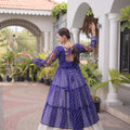 Stunning Purple Leheriya Printed Designer Lehenga Choli Set with White Skirt for Navratri