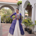 Stunning Purple Leheriya Printed Designer Lehenga Choli Set with White Skirt for Navratri