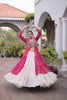 Gorgeous Rani Pink Leheriya Printed Designer Lehenga Choli Set with White Skirt for Navratri