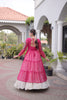 Gorgeous Rani Pink Leheriya Printed Designer Lehenga Choli Set with White Skirt for Navratri