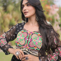 Stunning Black Faux Georgette Bandhani Printed Designer Gown for Navratri