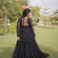 Stunning Black Faux Georgette Bandhani Printed Designer Gown for Navratri